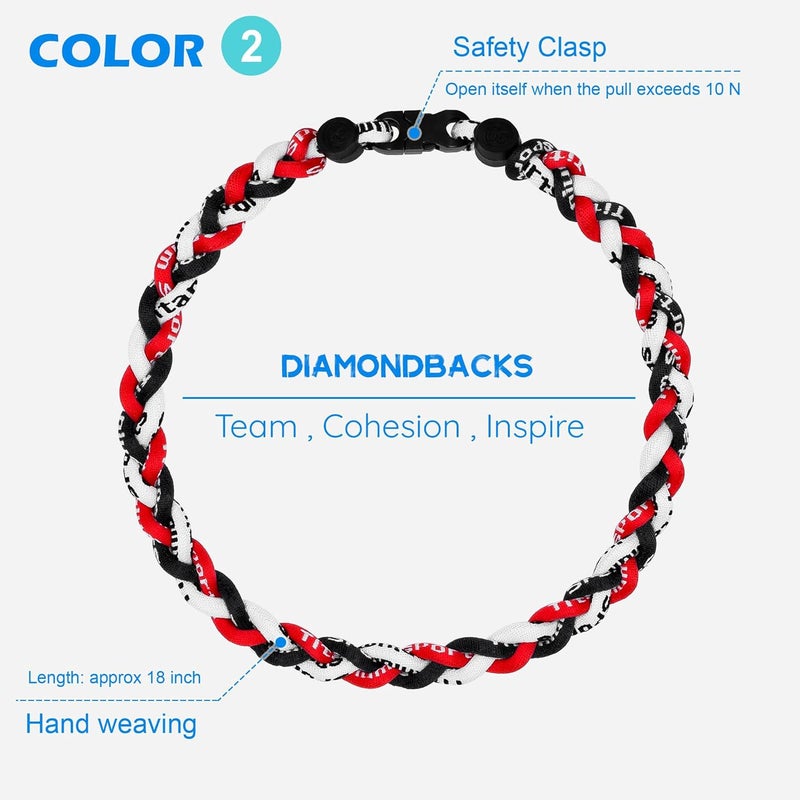 SUPBOMM 3 pcs Baseball Rope Necklaces, League Team Colors Braided Necklace, Baseball Team Gifts - Image 3